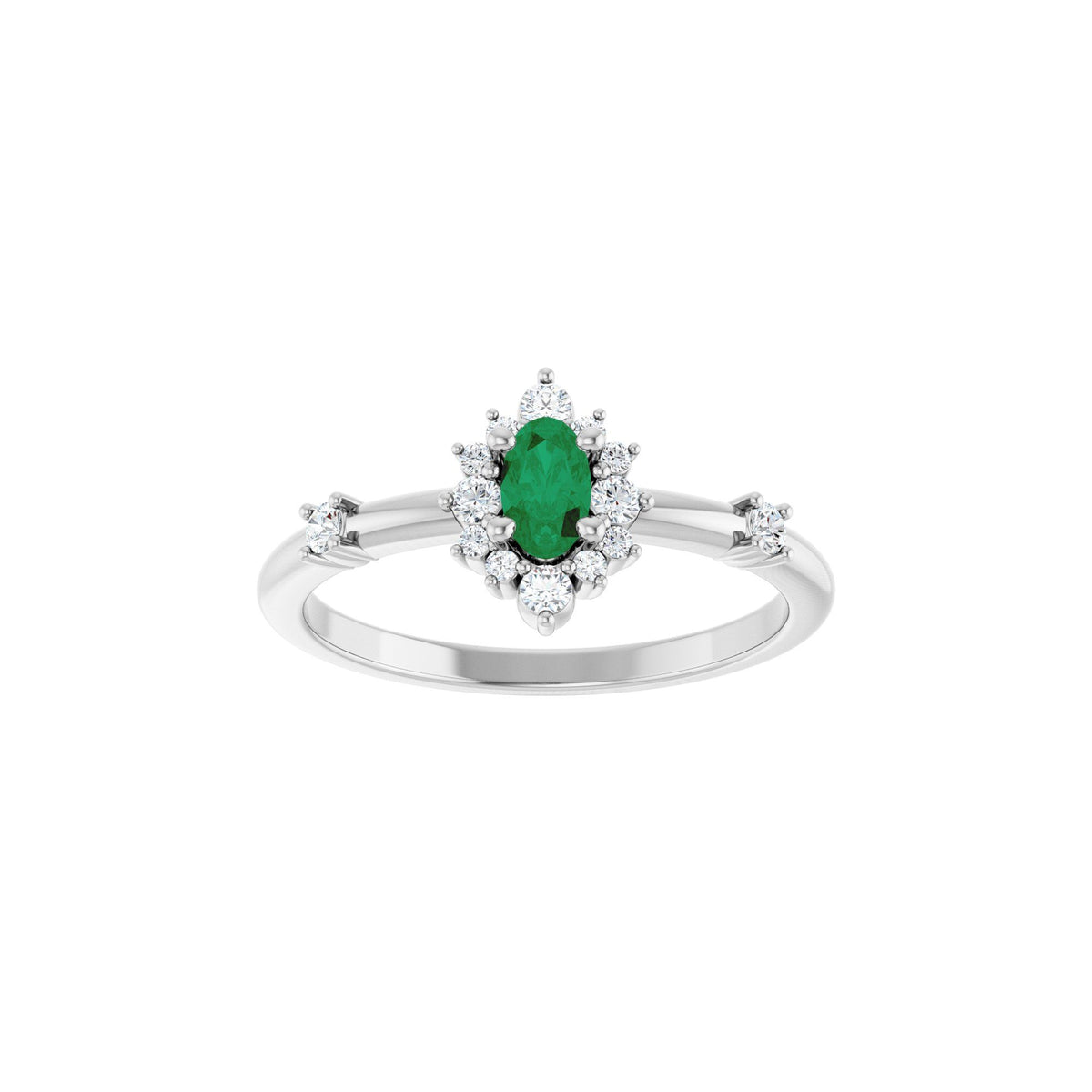 Natural Emerald & 1/6 CTW Natural Diamond Halo-Style Ring