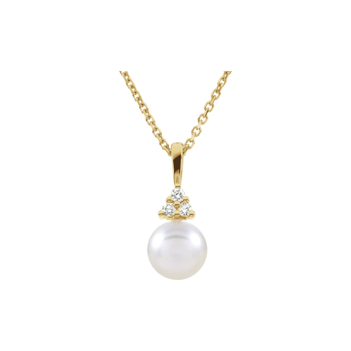 Cultured White Akoya Pearl & .05 CTW Natural Diamond Necklace