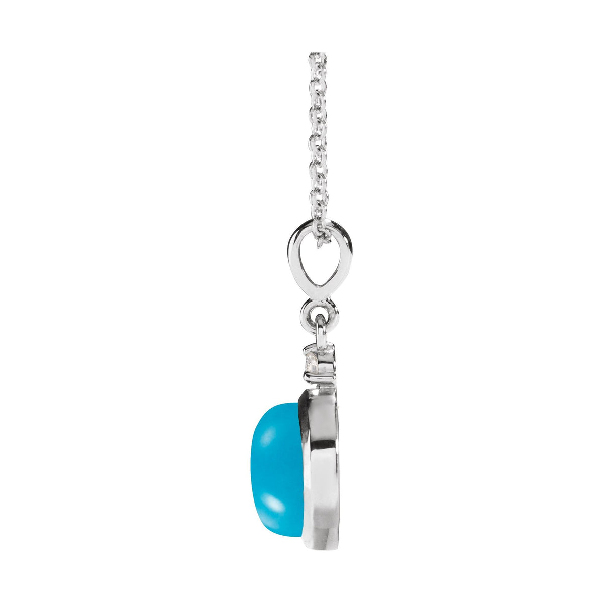 6 mm Natural Turquoise & .03 CT Natural Diamond Cabochon 16-18" Necklace