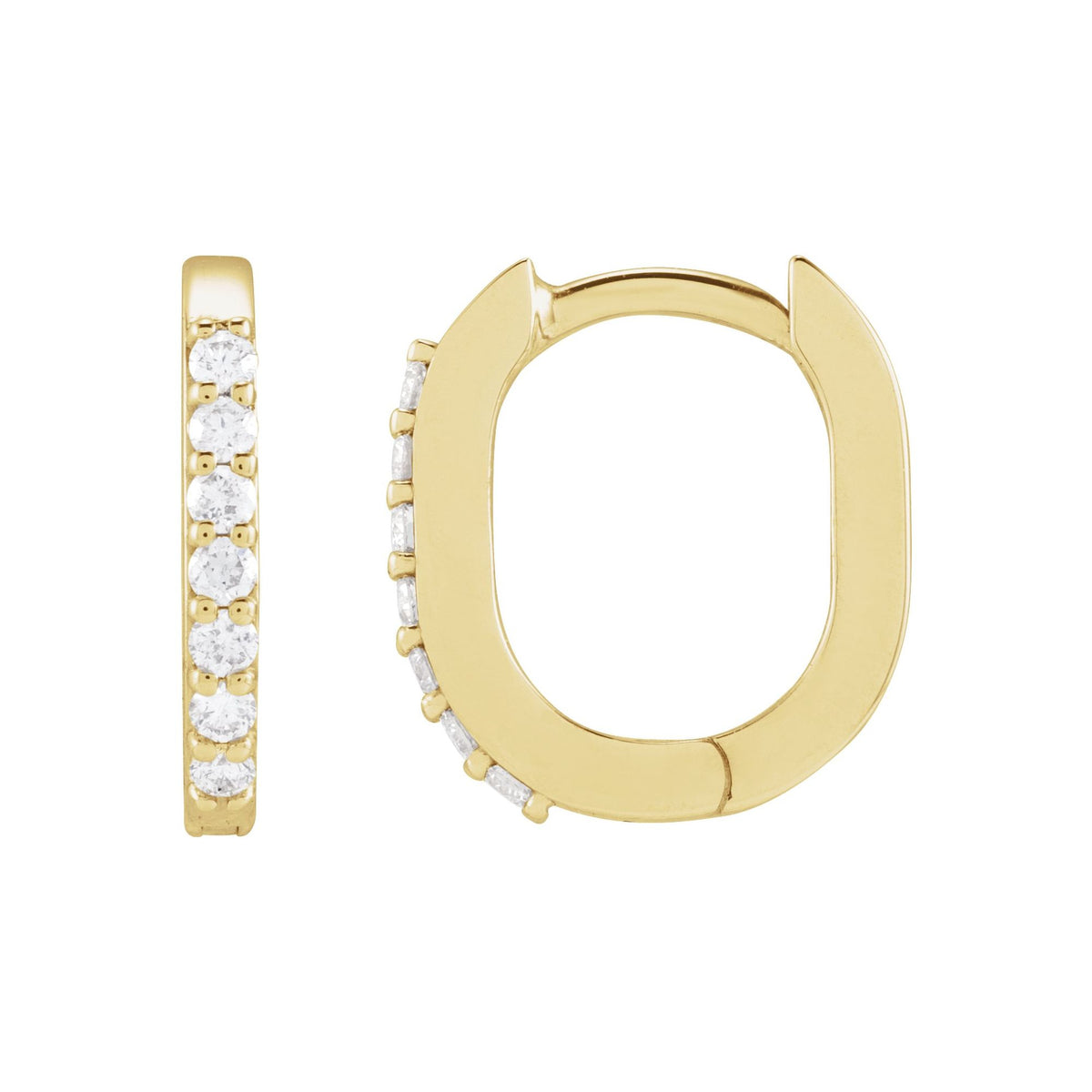 Natural Diamond Accented Elongated Hoop Earrings