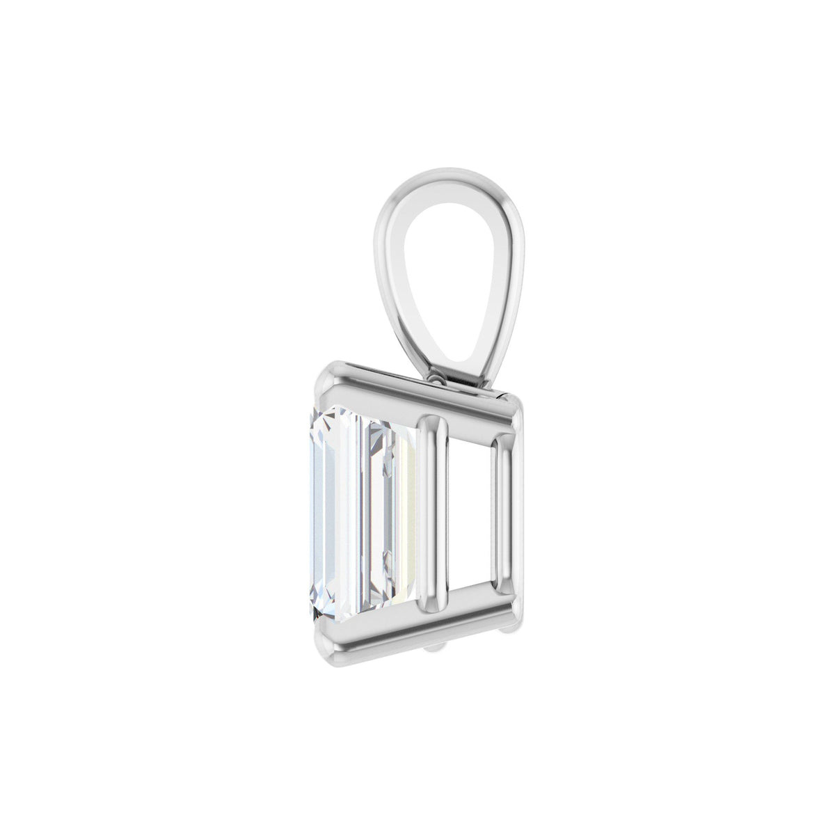 Natural Diamond Emerald 4-Prong Solitaire Pendant
