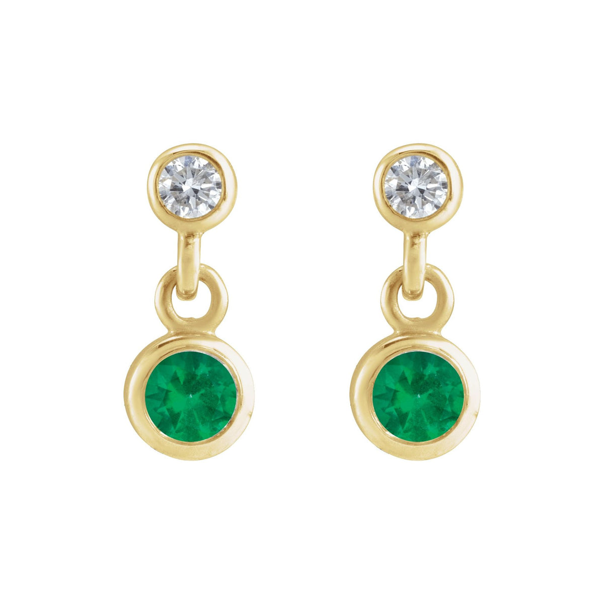 Natural Diamond Two-Stone Bezel Set Earrings