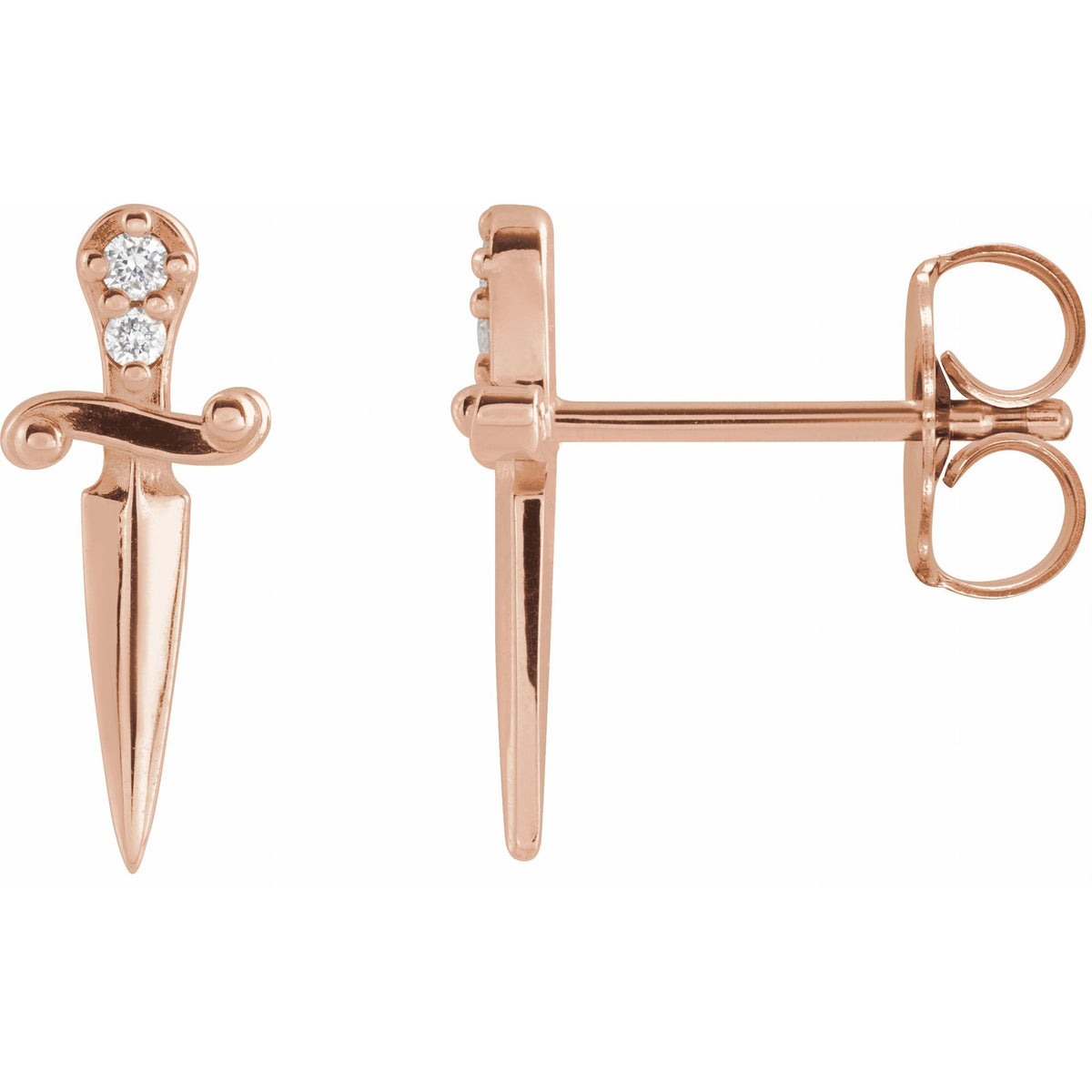 Natural Diamond Accented Dagger Earrings