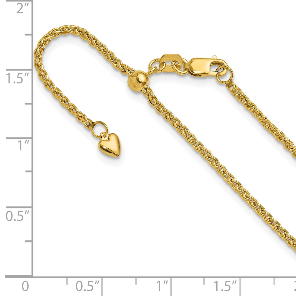 Adjustable 1.6mm Semi-solid Spiga Chain 30" - Yellow Gold