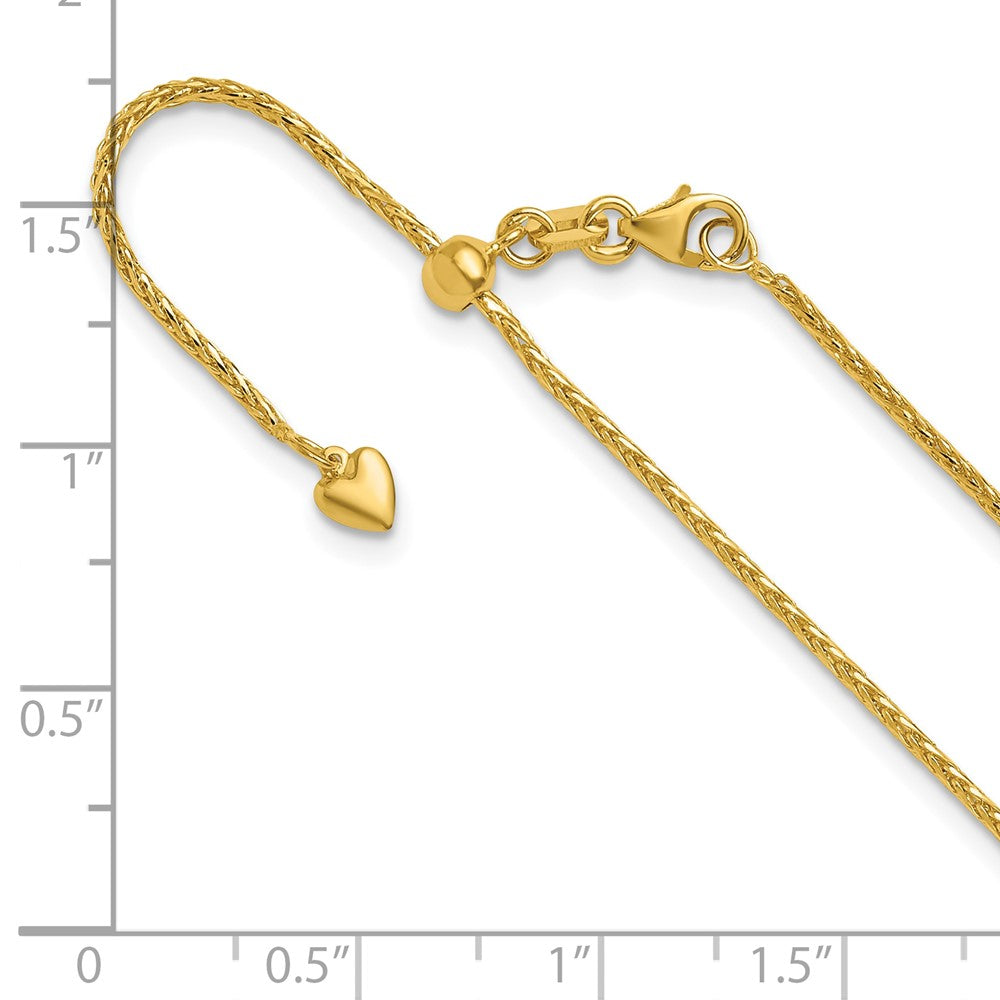 Adjustable 1.3mm D/C Wheat Chain 22" - Yellow Gold