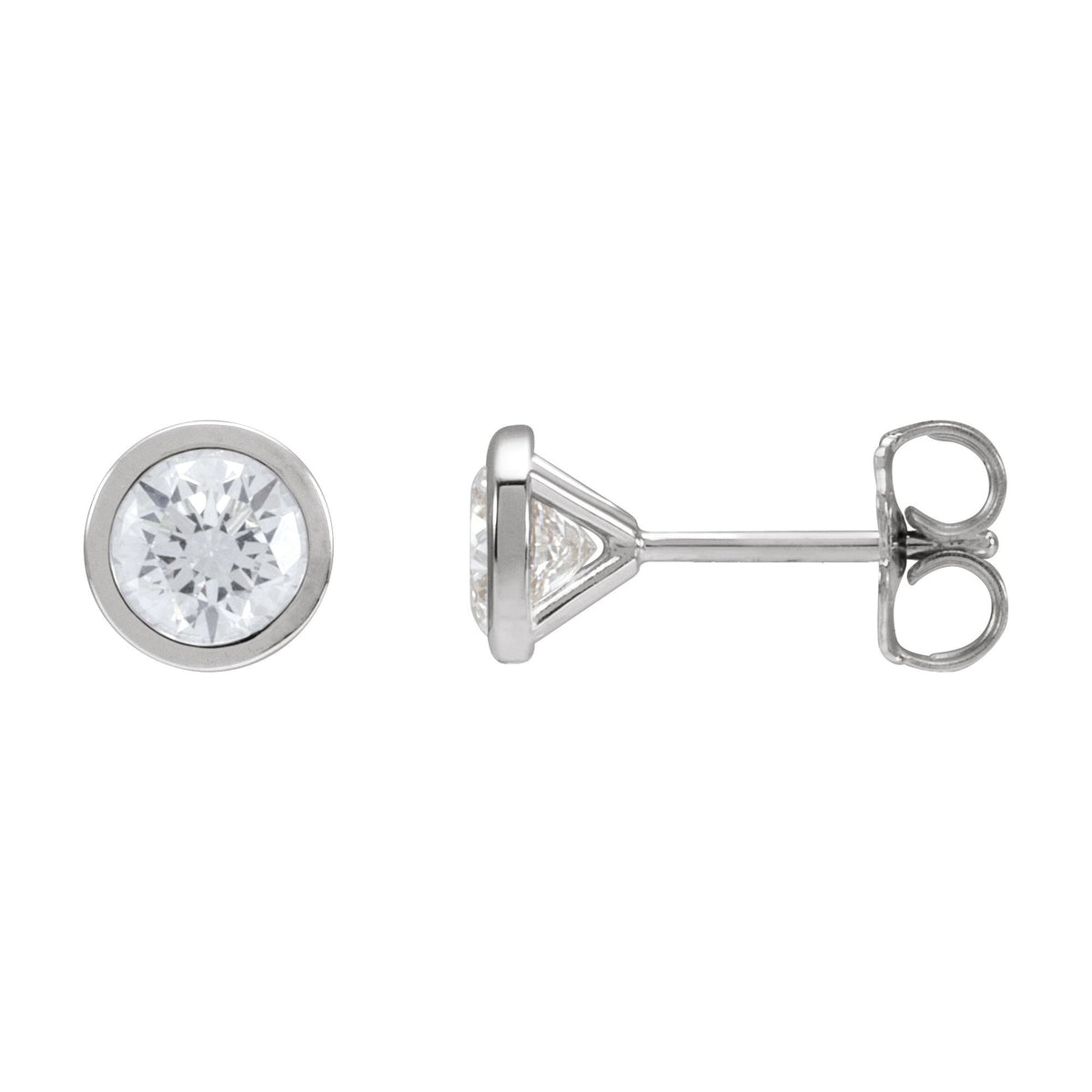 Natural Diamond Round Bezel-Set Cocktail-Style Stud Earrings