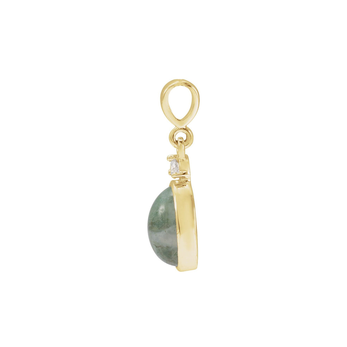 8x6 mm Natural Moss Agate & .03 CTW Natural Diamond Pendant
