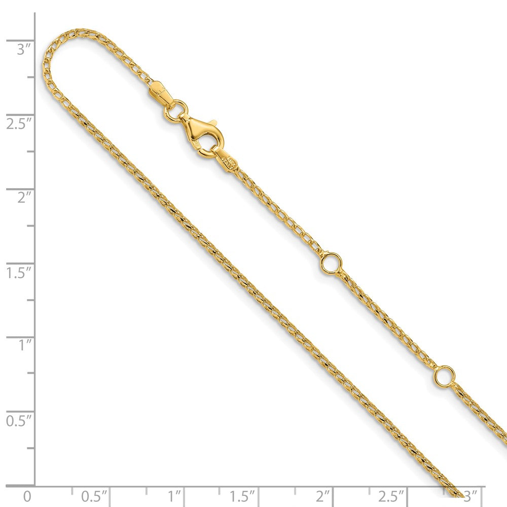 1.4mm D/C Open Franco 1in+1in Adjustable Chain - Yellow Gold