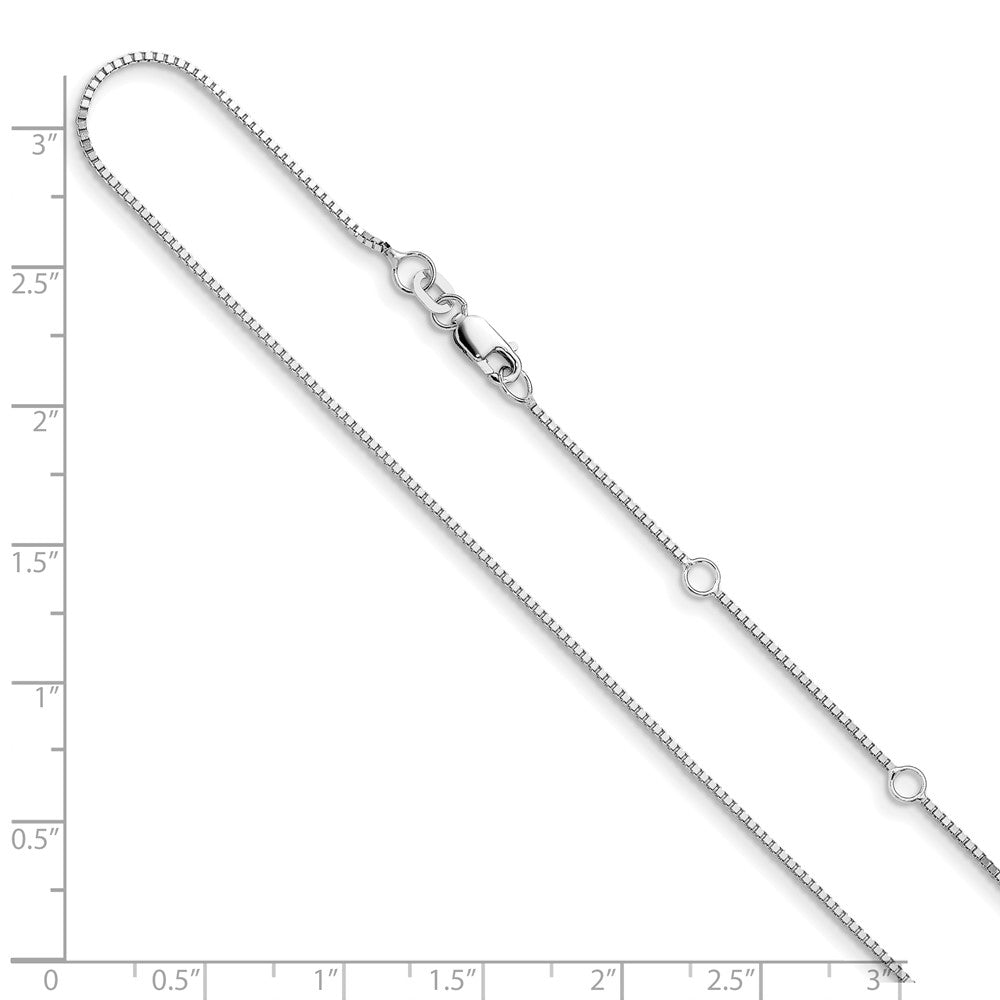 .95mm Box 1in+1in Adjustable Chain - White Gold