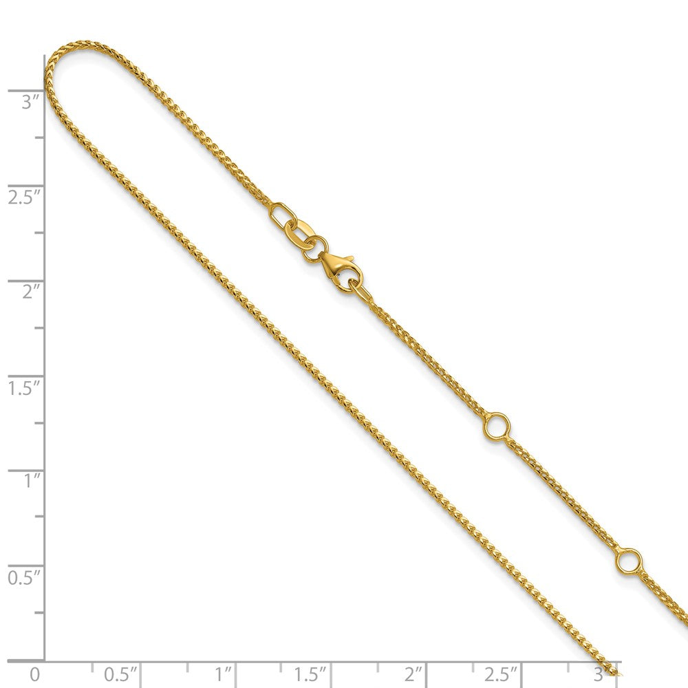 1.1mm Franco 1in+1in Adjustable Chain - Yellow Gold