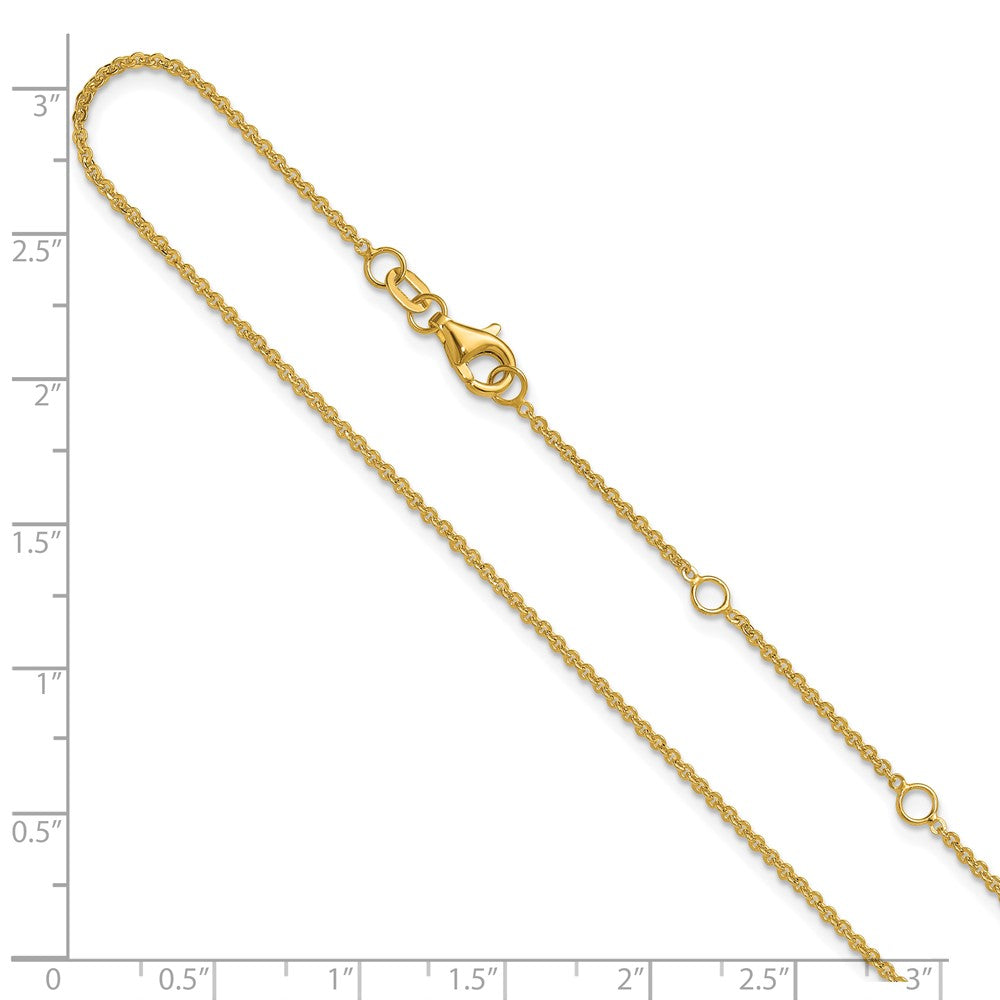1.4mm Flat Cable 1in+1in Adjustable Chain - Yellow Gold