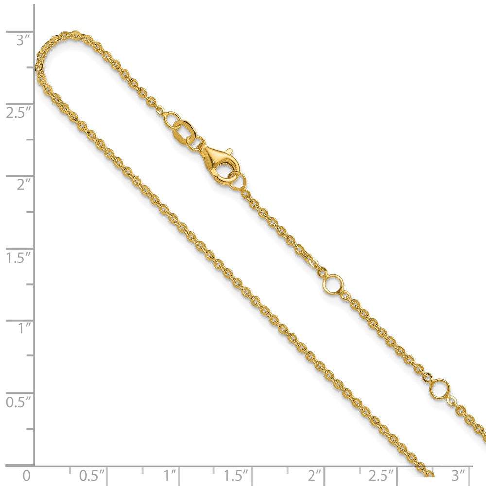1.7mm Flat Cable 1in+1in Adjustable Chain - Yellow Gold