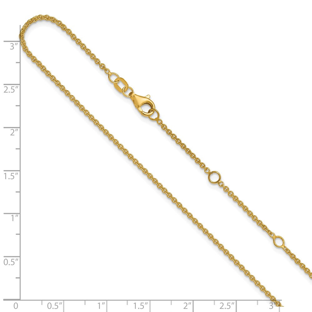 1.6mm Round Cable 1in+1in Adjustable Chain - Yellow Gold