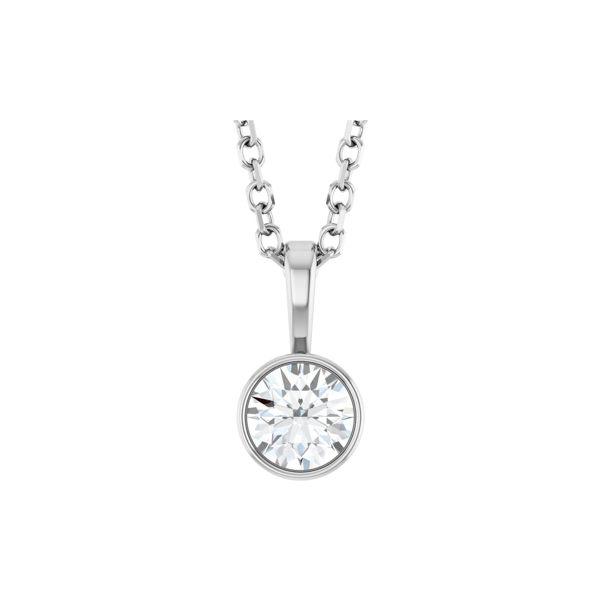Natural Diamond Bezel-Set Solitaire Necklace or Pendant
