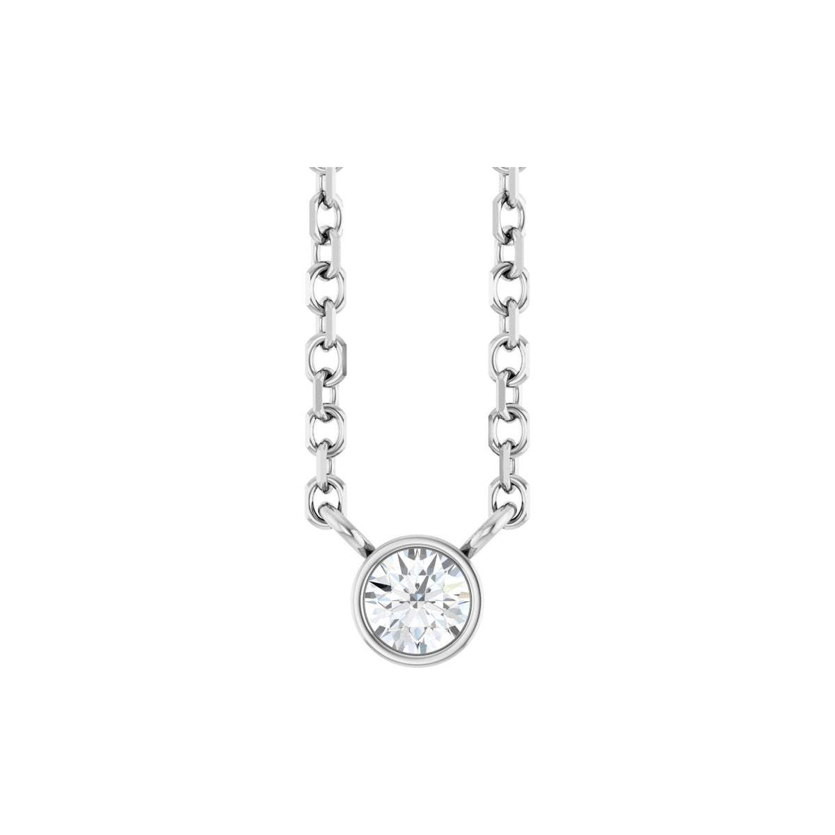 Natural Diamond Bezel-Set Solitaire Necklace