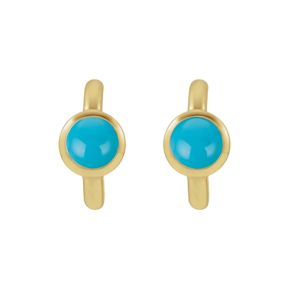 Natural Turquoise Cabochon 12 mm Hoop Earrings