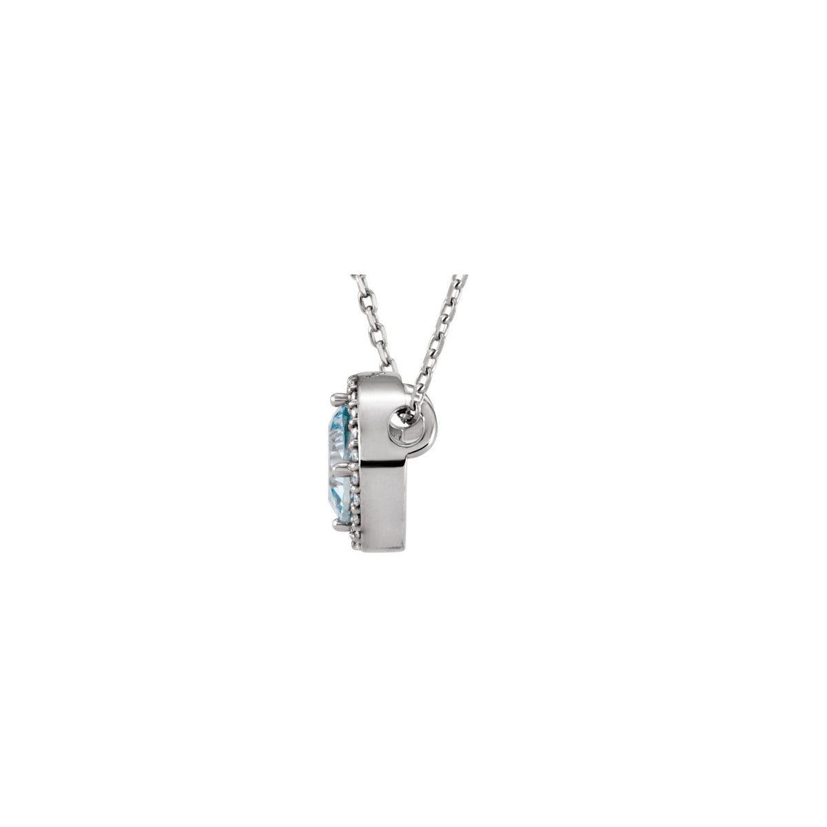 Natural Aquamarine & .06 CTW Natural Diamond Semi-Set Halo-Style 16" Necklace