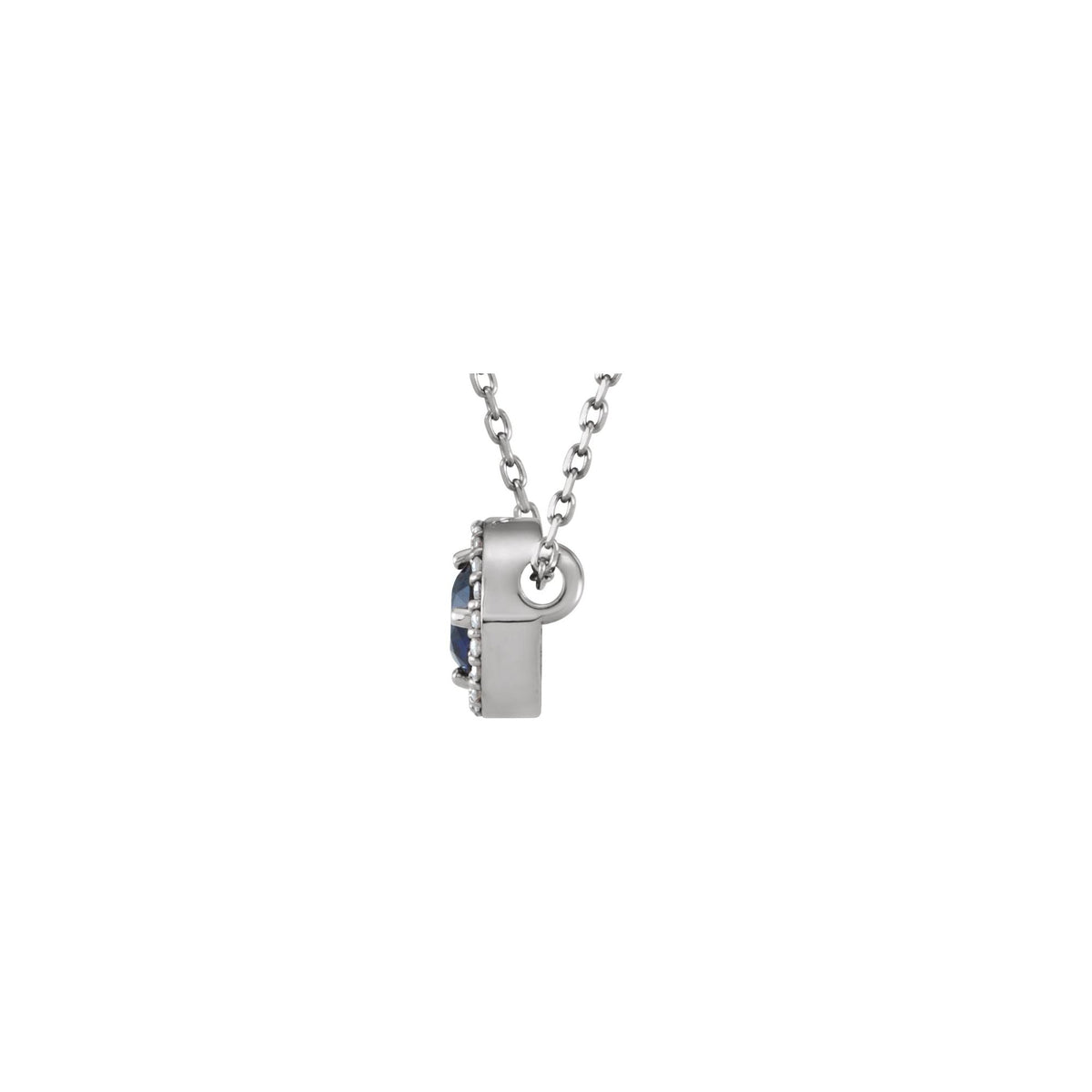 Natural Blue Sapphire & .05 CTW Natural Diamond Halo-Style 16" Necklace