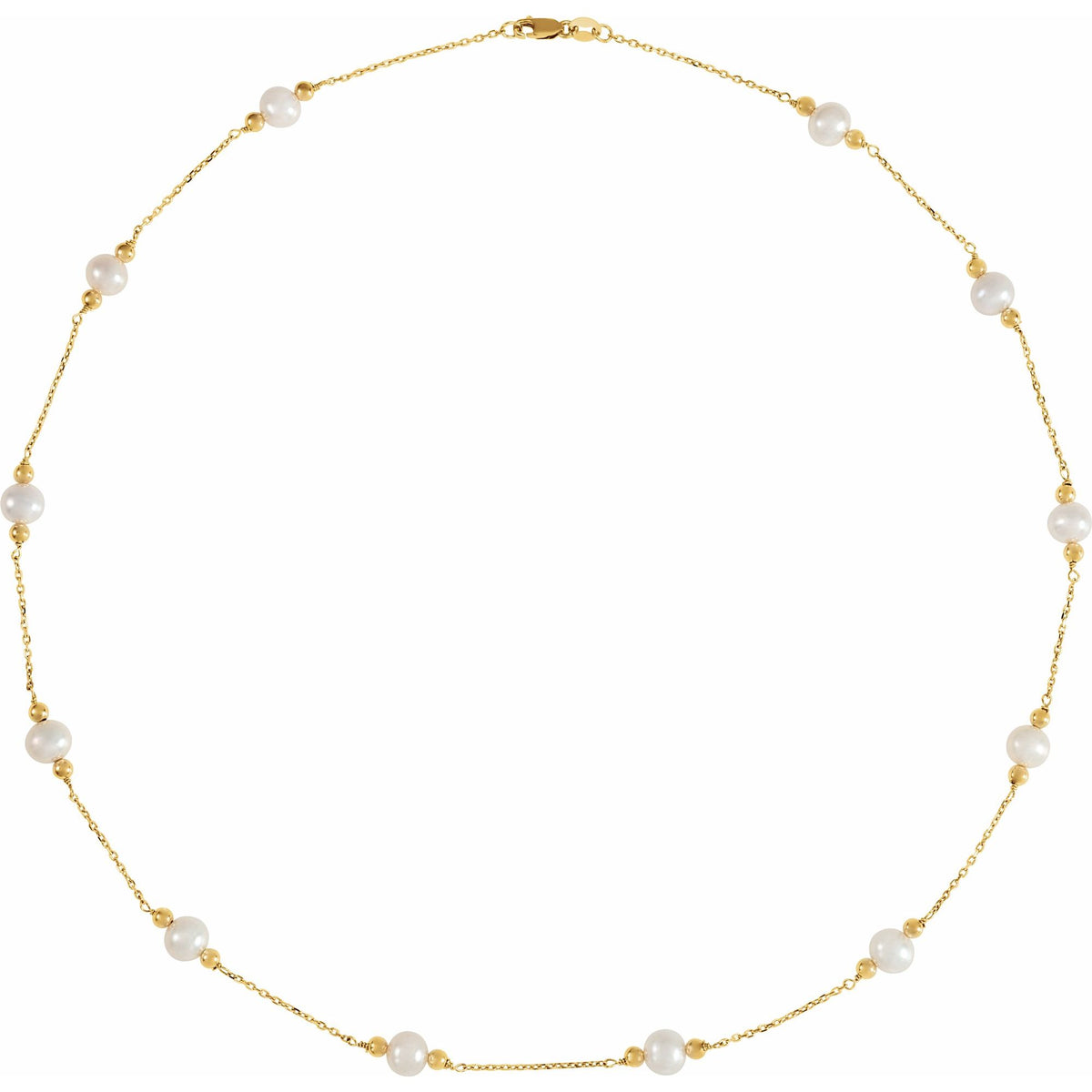 Cultured White Freshwater Pearl & Bead 12-Station 18" Necklace
