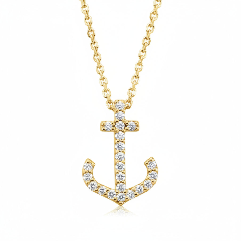 .08 CTW Natural Diamond Anchor 16" Necklace