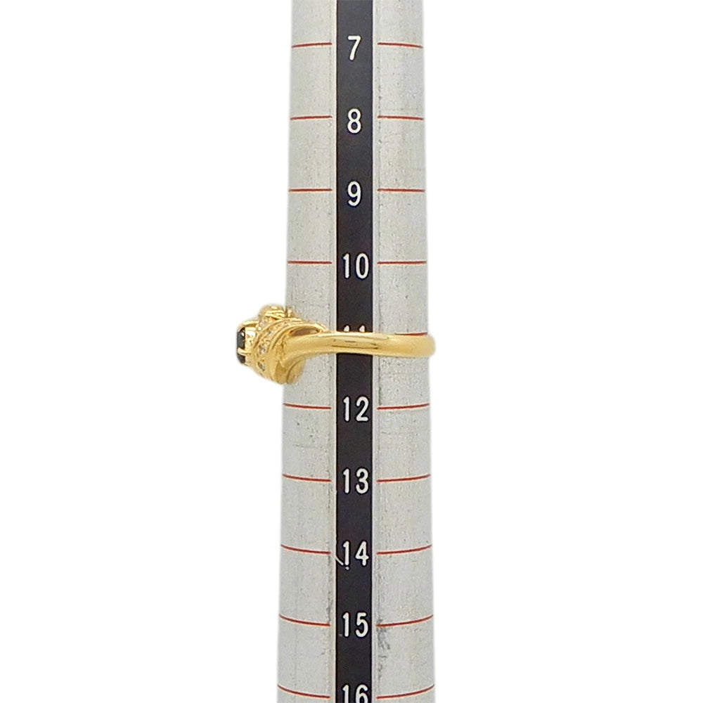 18K Yellow Gold Sapphire 0.32ct Diamond 0.04ct Ring