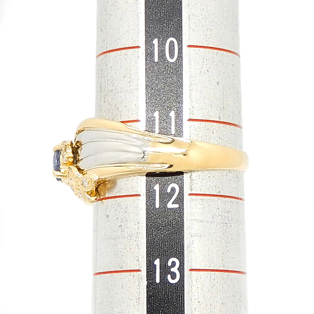18K Yellow Gold & Platinum 900 Sapphire 0.25ct Diamond 0.08ct Butterfly Ring