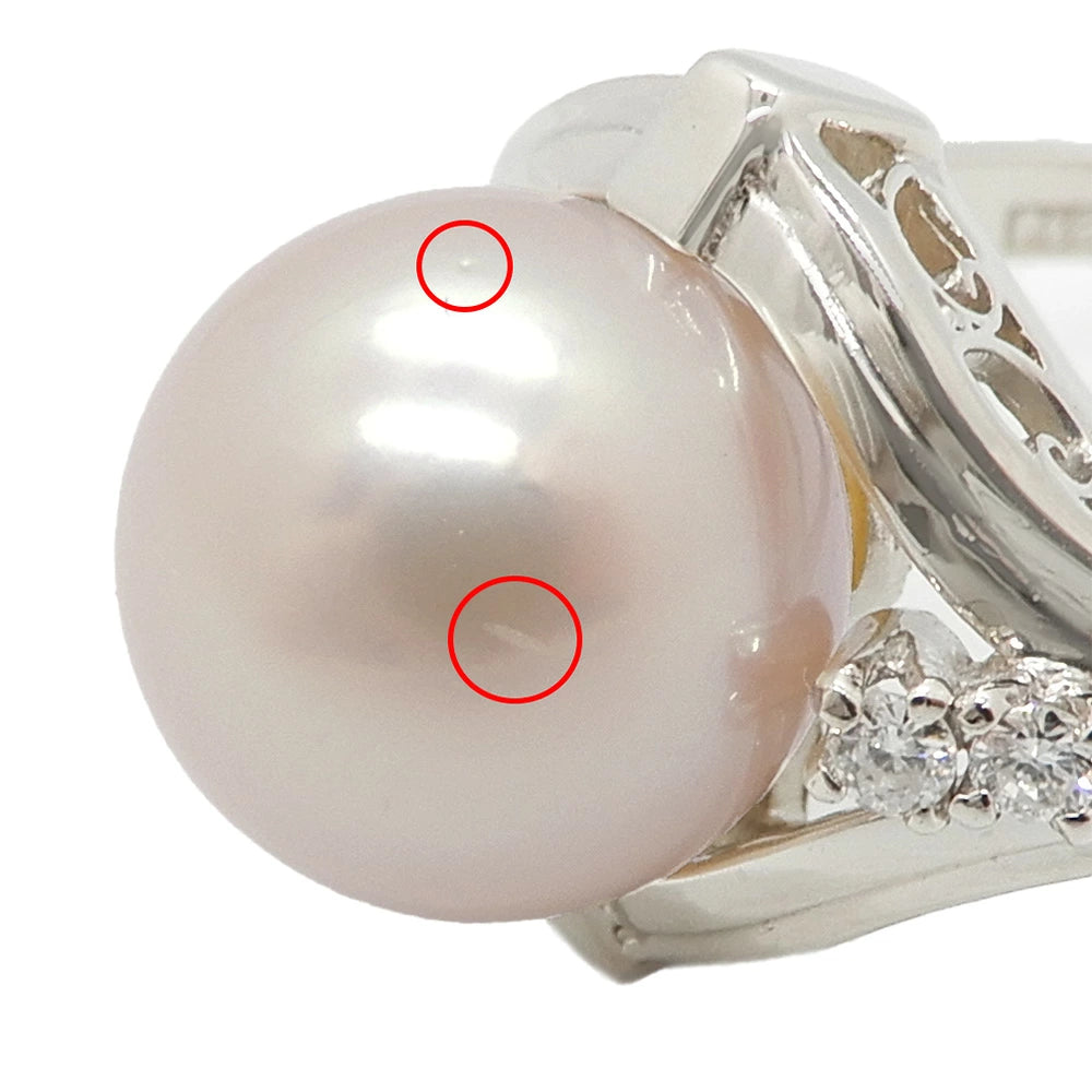 Platinum 900 Pearl 9.7mm Diamond Ring