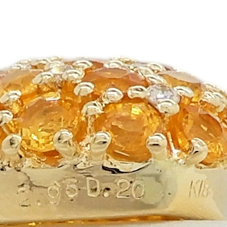 18K Yellow Gold Citrine 2.95ct Diamond 0.20ct Heart Pendant