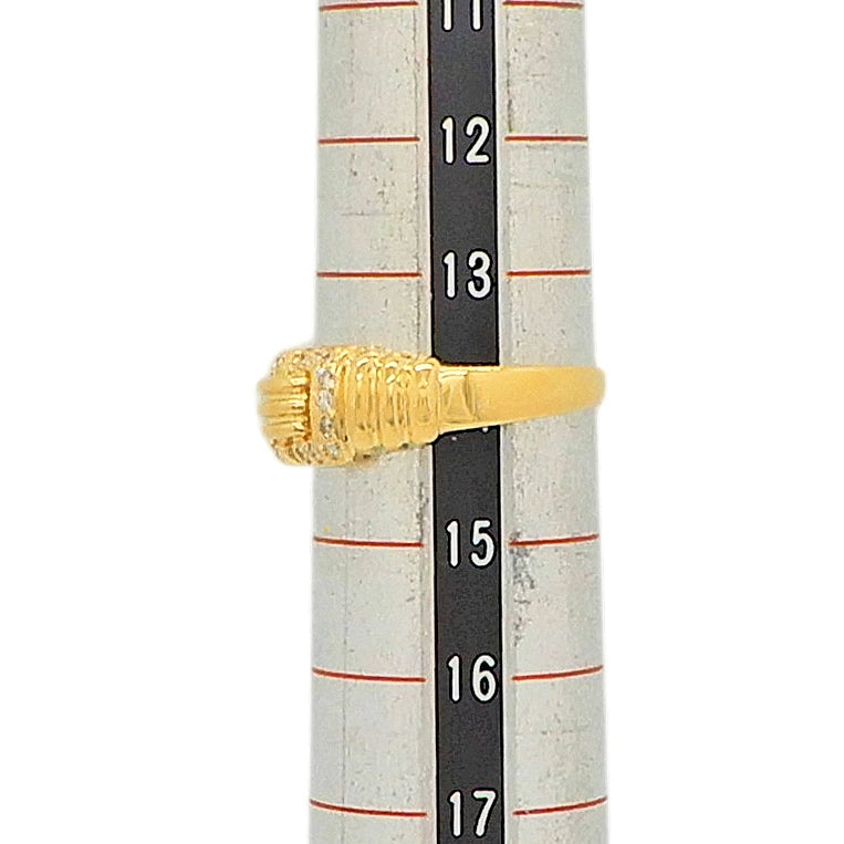 18K Yellow Gold Diamond 0.14ct Buckle Link Ring