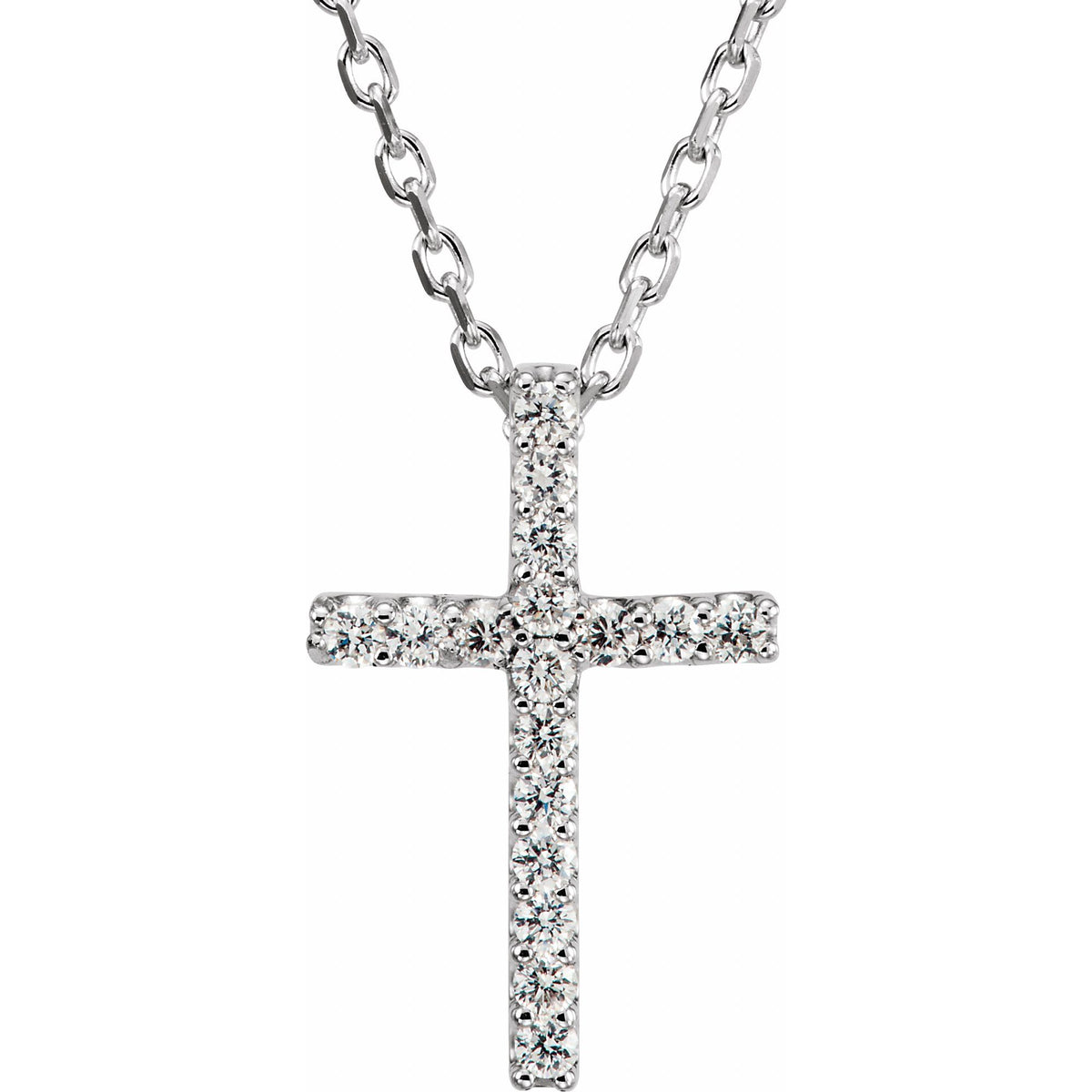 Natural Diamond Petite Cross Necklace or Pendant