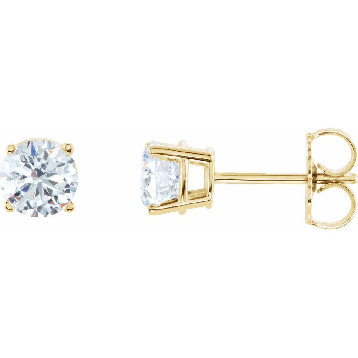 Natural Diamond Round 4-Prong Lightweight Stud Earrings