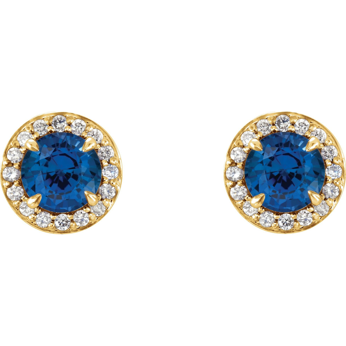 4 mm Natural Blue Sapphire & 1/10 CTW Natural Diamond Earrings