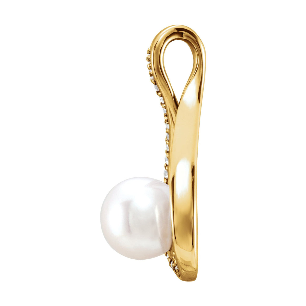 Cultured White Freshwater Pearl & .03 CTW Natural Diamond Pendant