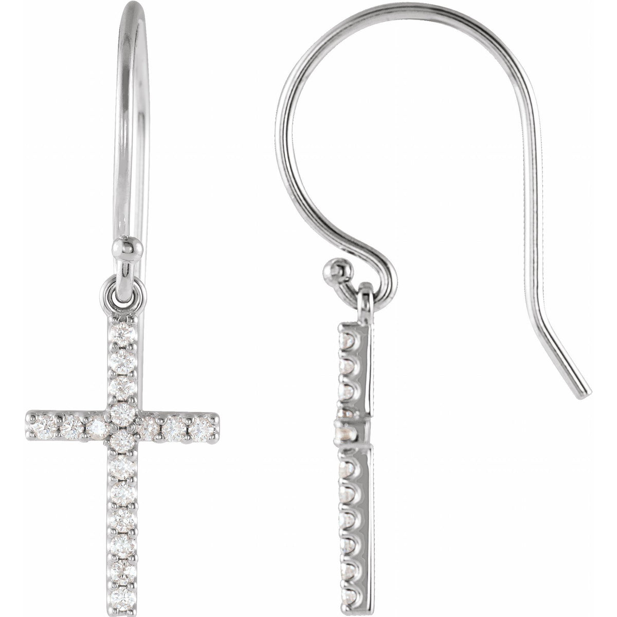 Natural Diamond Petite Cross Earrings