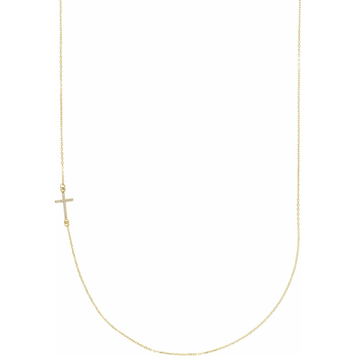 Natural Diamond Accented Sideways Cross Necklace