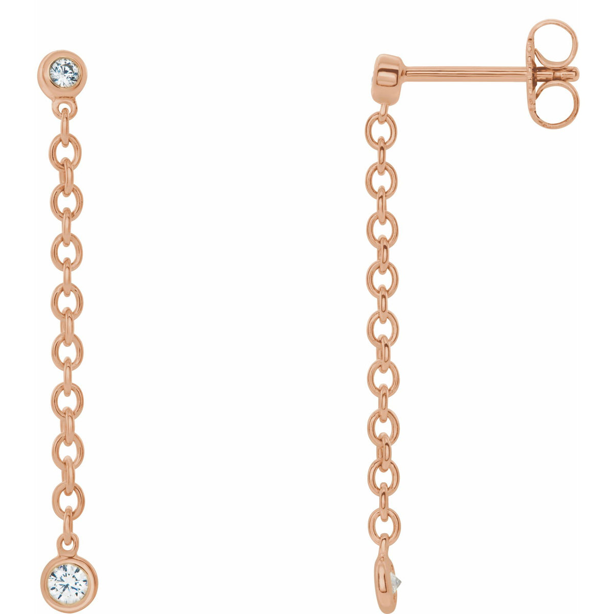 Natural Diamond Bezel-Set Chain Earrings
