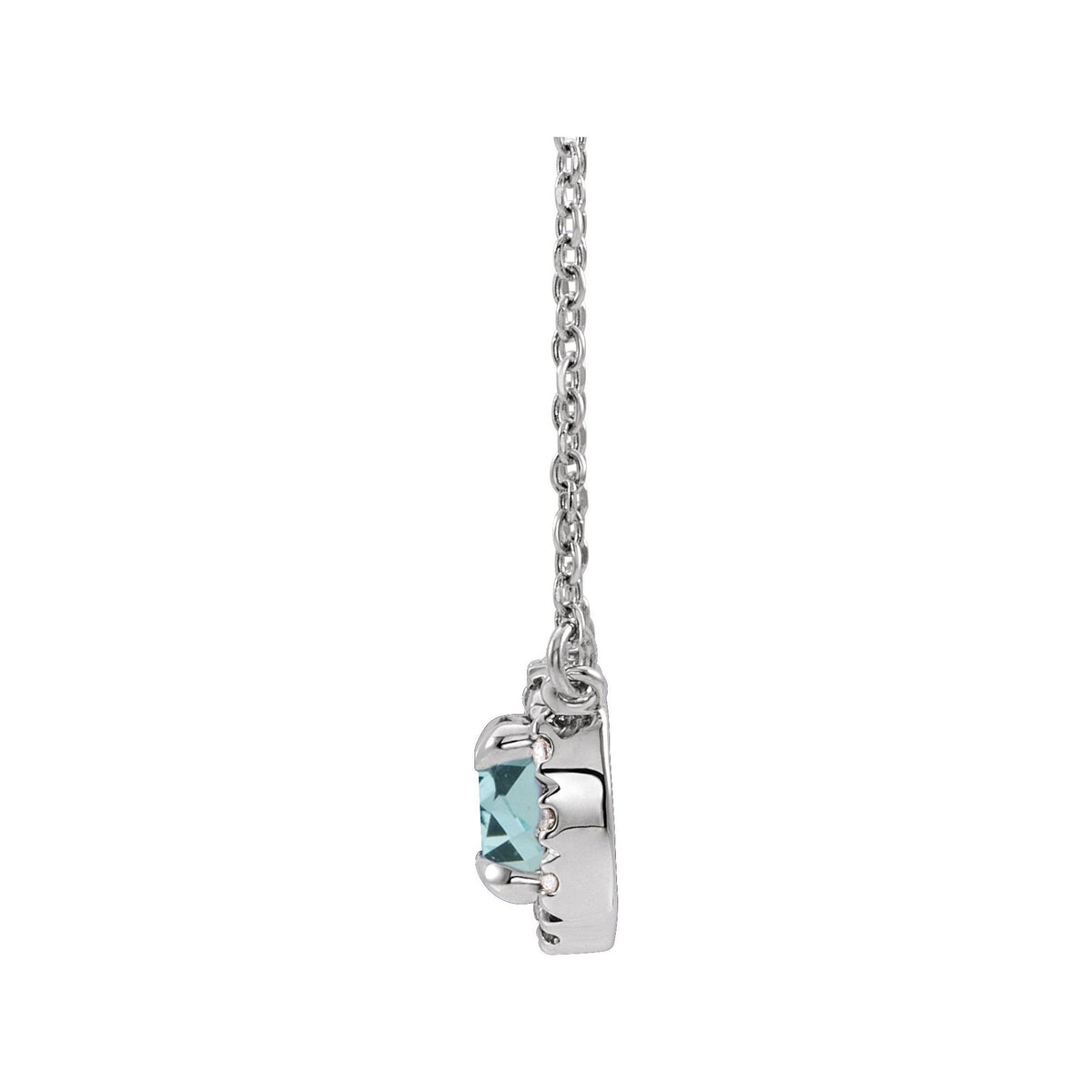 6.5 mm Natural Aquamarine & 1/6 CTW Natural Diamond 16" Necklace