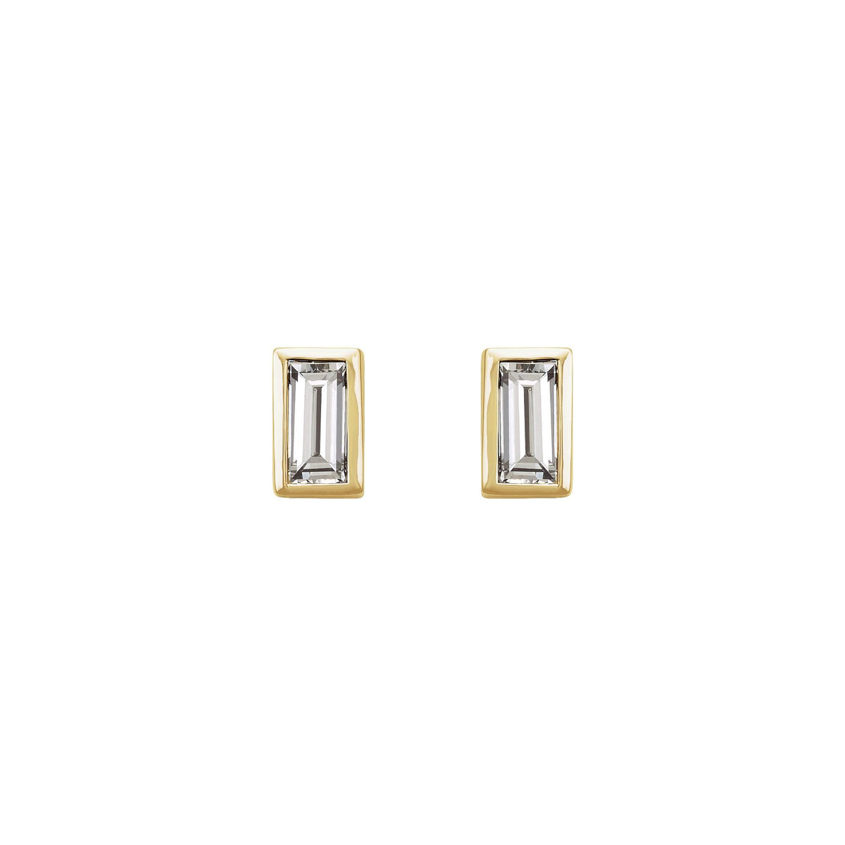 Natural Diamond Straight Baguette Bezel-Set Stud Earrings
