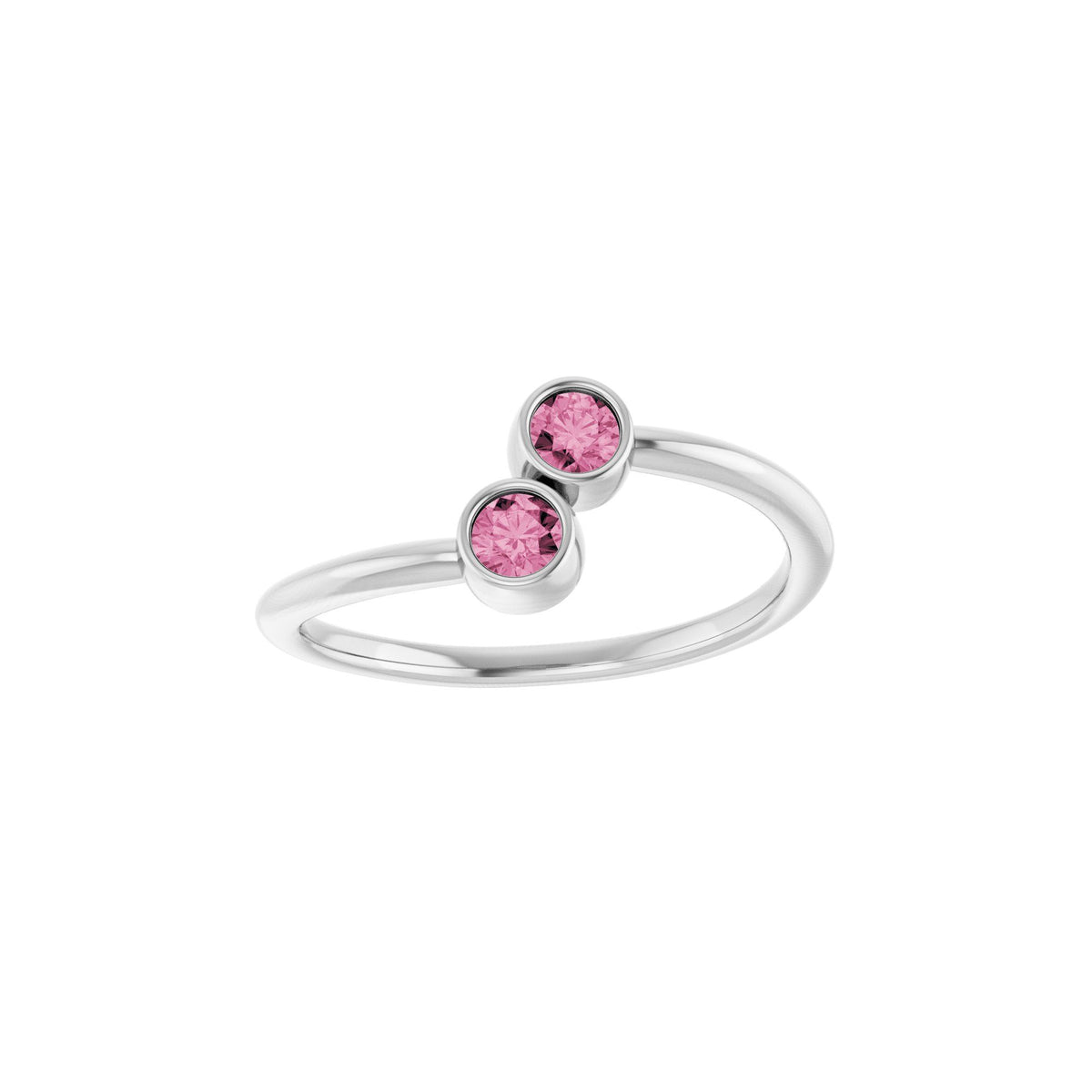 Natural Pink Tourmaline Two-Stone Ring