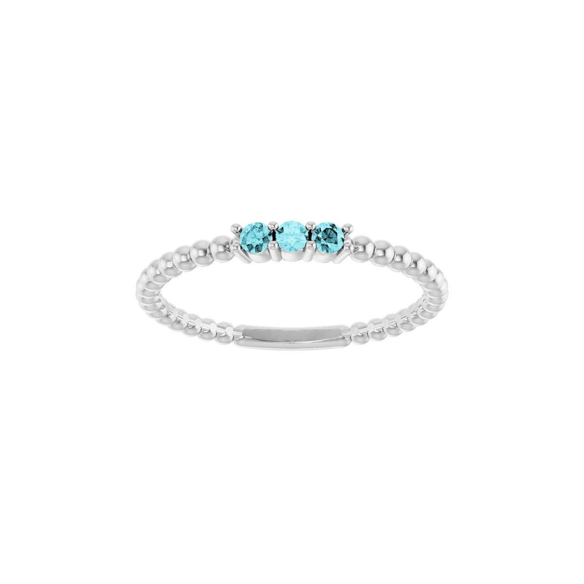 Natural Blue Zircon Beaded Ring