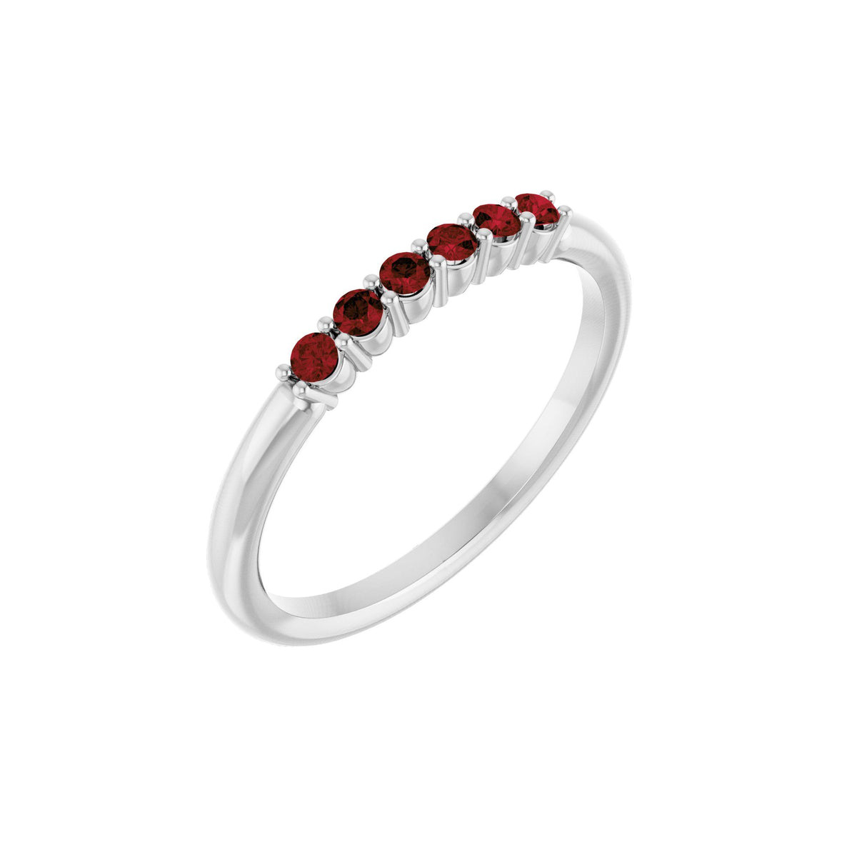 Natural Mozambique Garnet Stackable Ring - White Gold