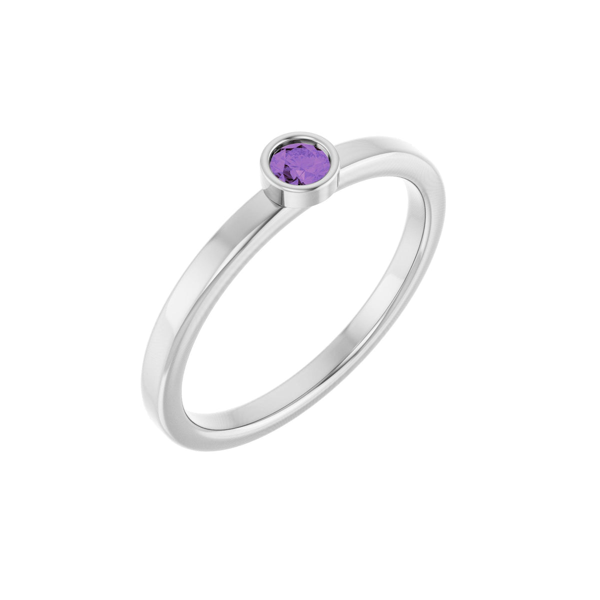 3 mm Natural Amethyst Ring
