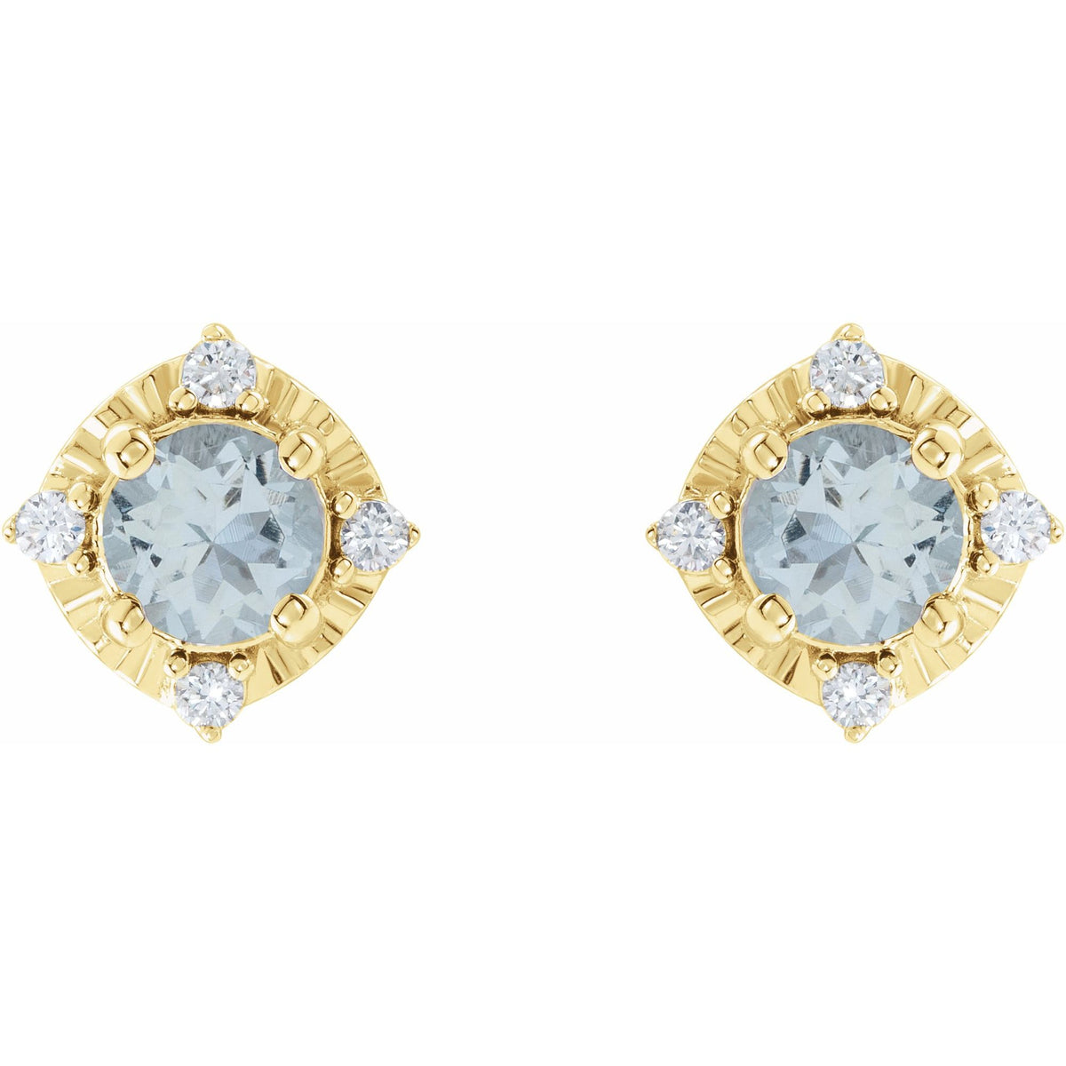 Natural Aquamarine & .08 CTW Natural Diamond Halo-Style Earrings