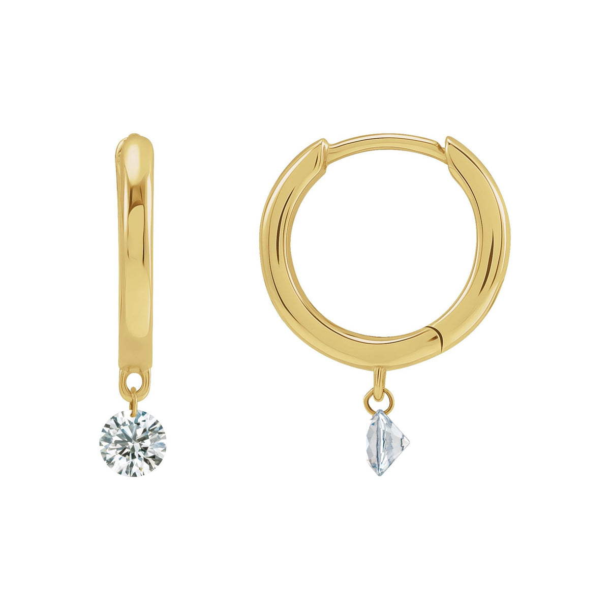 Natural Diamond Accented Hinged Hoop Earrings