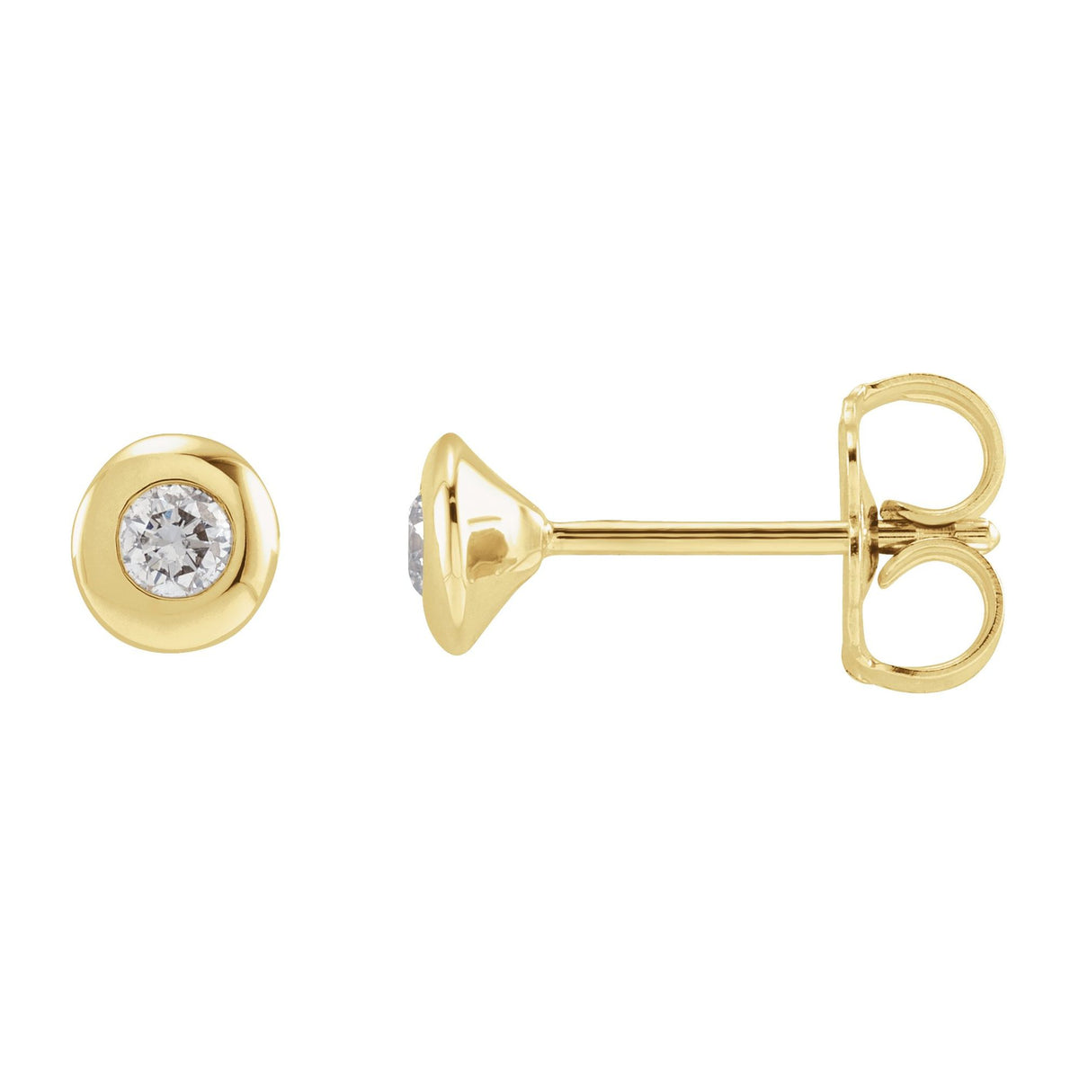 Natural Diamond Round Bezel-Set Stud Earrings
