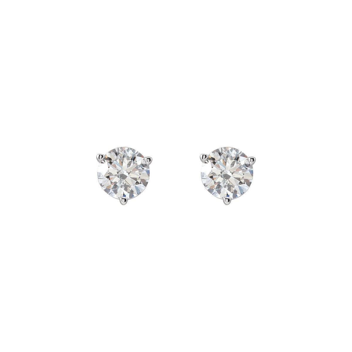 Natural Diamond Round 3-Prong Stud Earrings