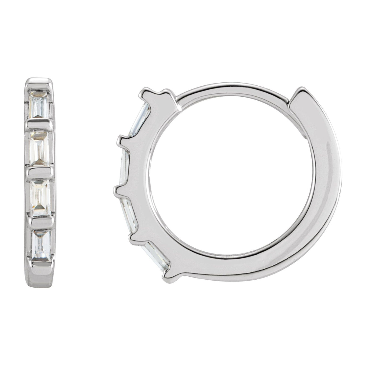 Natural Diamond Baguette Huggie Earrings