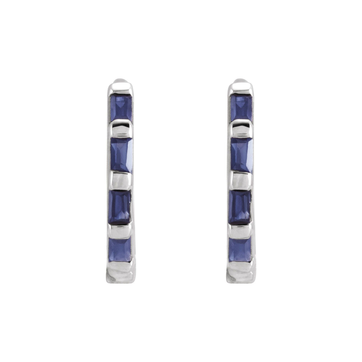 Natural Blue Sapphire Huggie Earrings