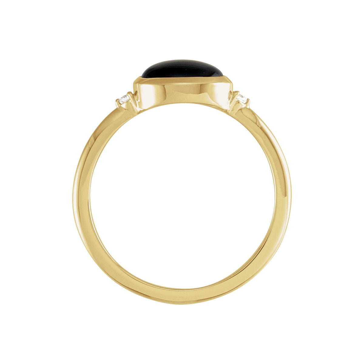 9x7 mm Round Natural Black Onyx & .03 CTW Natural Diamond Ring
