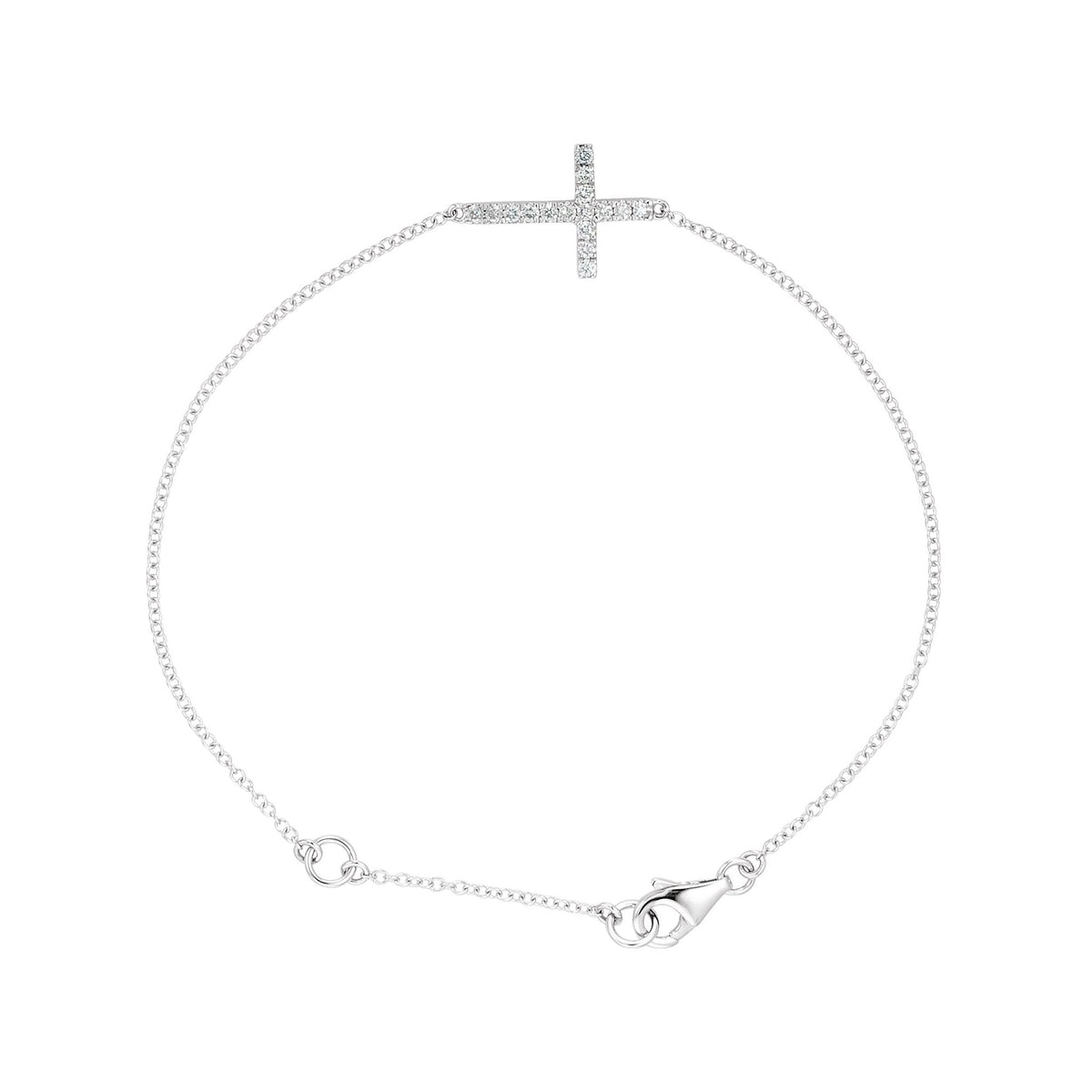 Natural Diamond Sideways Cross Bracelet
